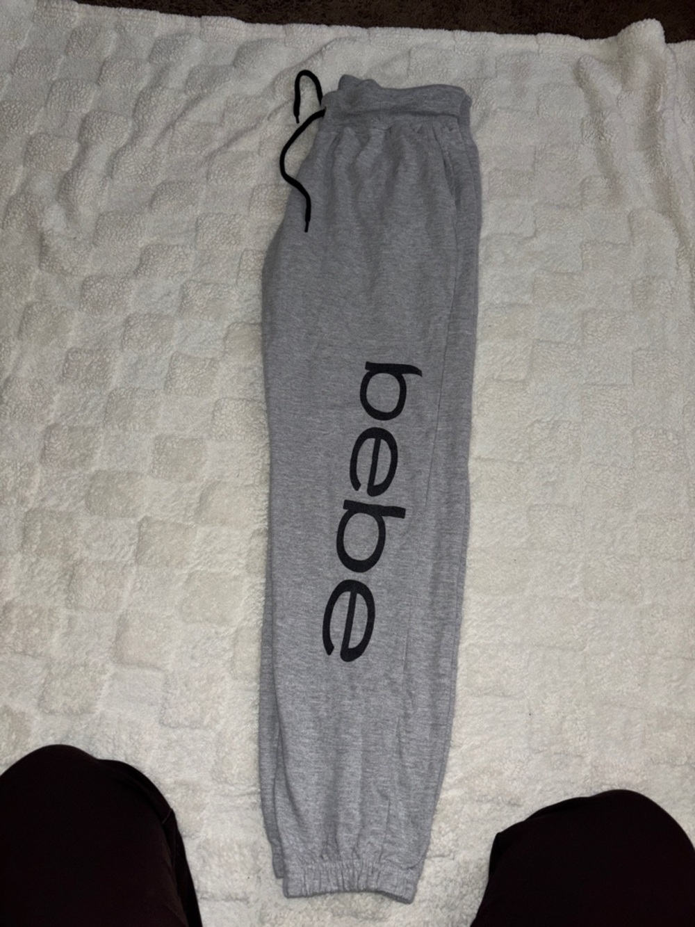 bebe Light Gray Sweat Joggers with Black Logo
